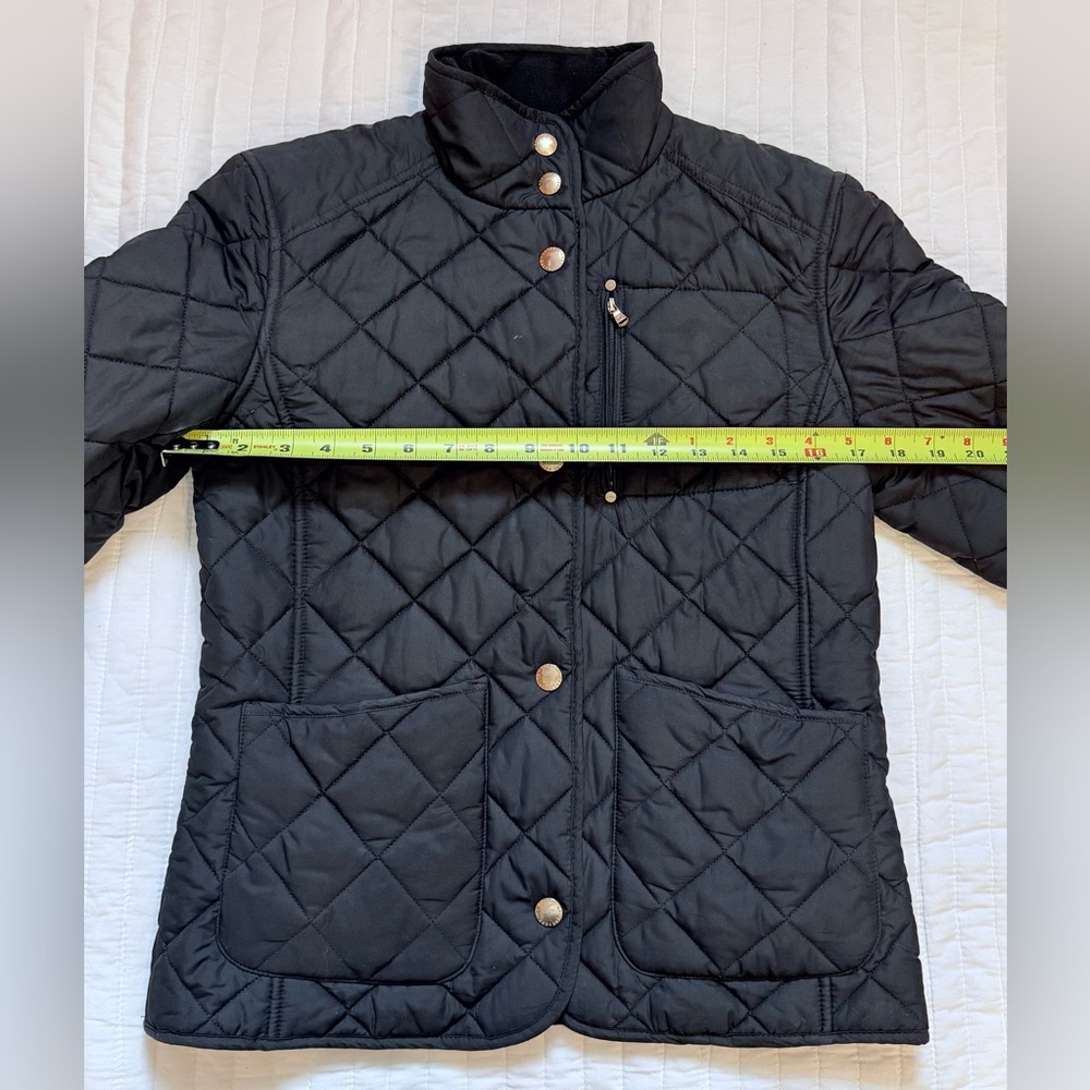 Lauren Ralph Lauren Quilted Black + Gold Buttons Jacket Sz Small - Picture 4 of 8